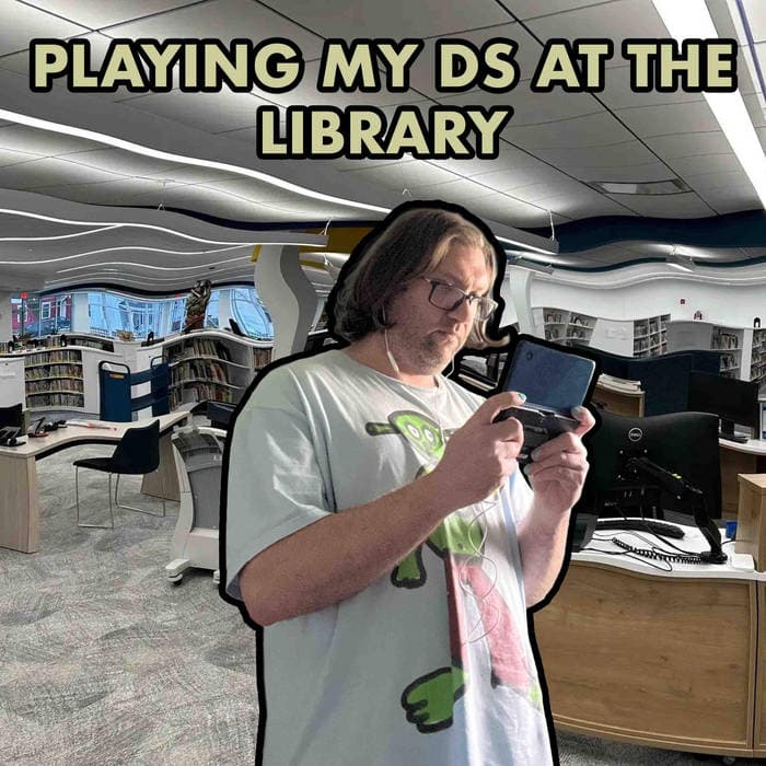 Playing My DS At The Library
